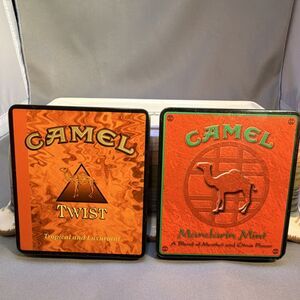 RARE Camel Mandarin Mint Tin with ORIGINAL PAPER Insert + Twist Tin Lot Vintage